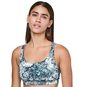 Lululemon Medium Support Black Floral Multi Color Cross Back Energy Bra Size 4